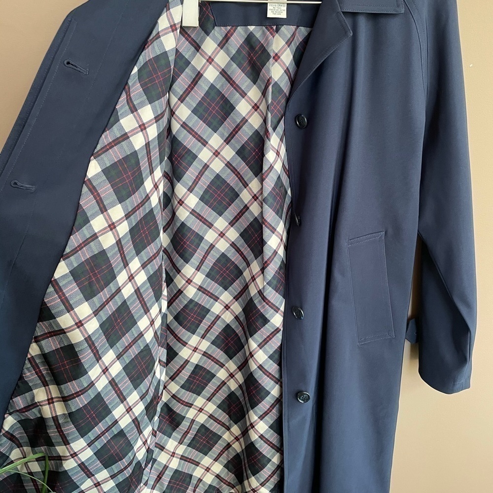Vintage L.L. Bean Hidden Button Dress Jacket Navy Blue Medium Trench - Picture 6 of 6